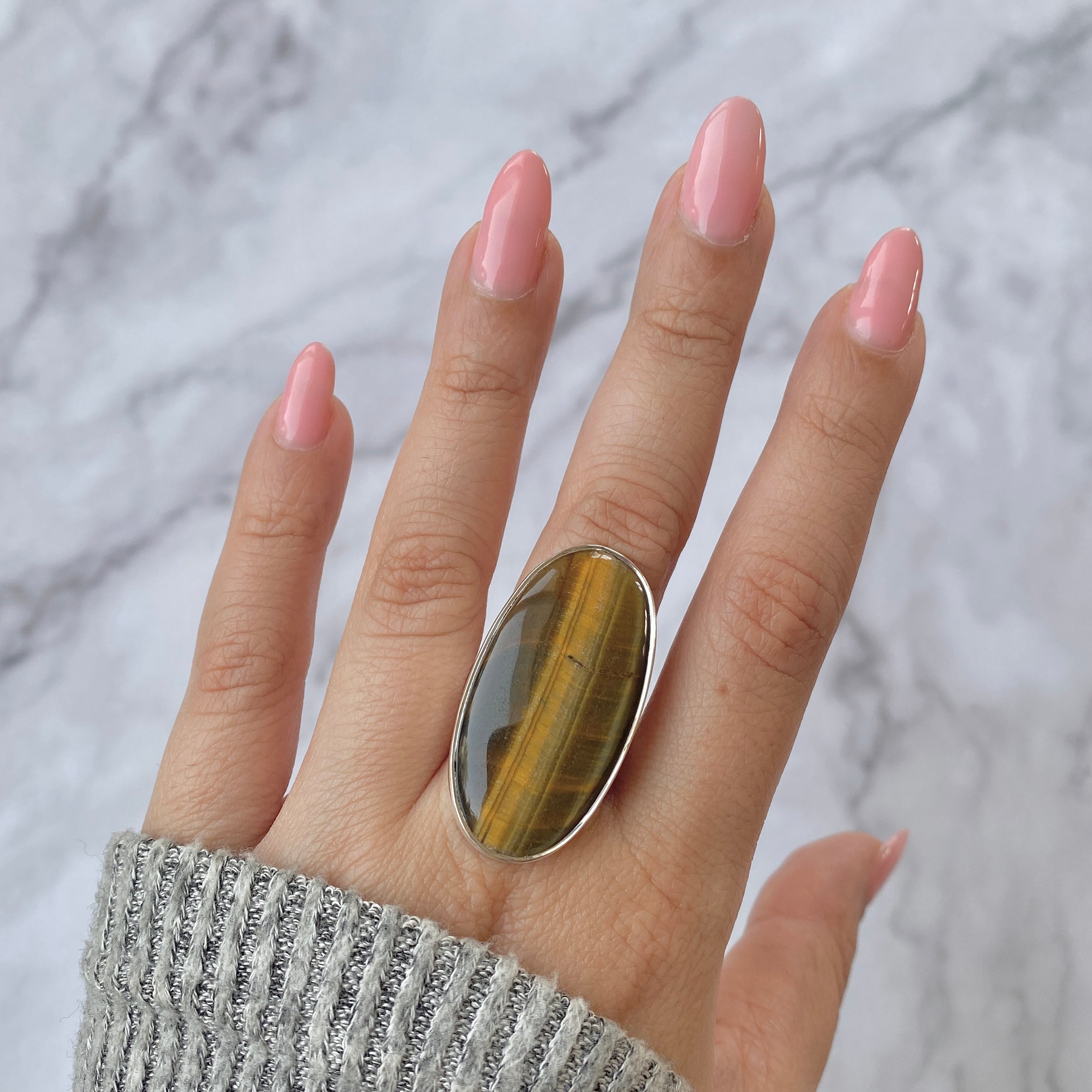 Tiger Eye Adjustable Ring-(TGE-R-26)